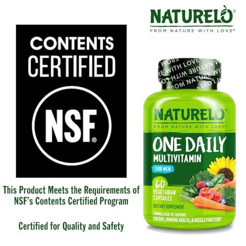 NATURELO Männer Multivitamin – Tägliches Multivitamin für Männer mit Vitaminen, Mineralien & Bio-Vollwertkost, steigert Energie & Gesundheit, Non-GMO, 60 vegane Kapseln