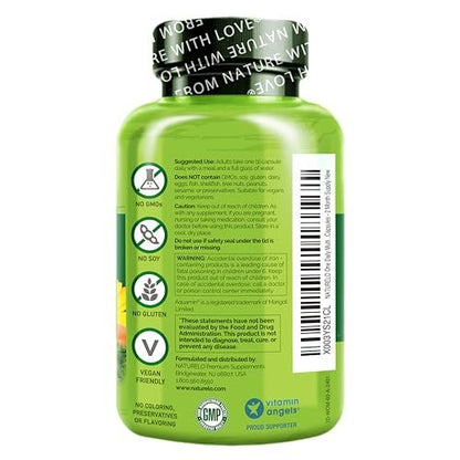 NATURELO One Daily Multivitamin für Frauen mit Vitamin B12, 60 Kapseln, Energieunterstützung, ganzheitliches Nahrungsergänzungsmittel für Haare/Haut/Nägel, Non-GMO, Sojafrei, Glutenfrei, 2-Monats-Vorrat