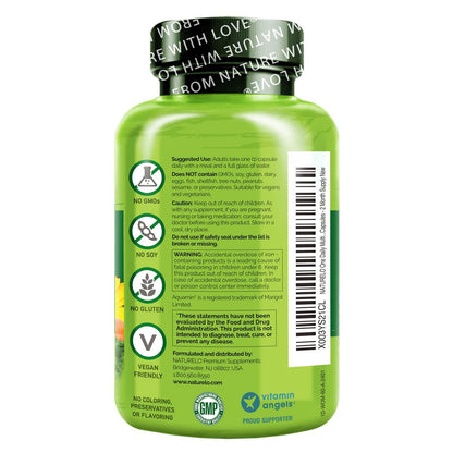 NATURELO One Daily Multivitamin für Frauen mit Vitamin B12, 60 Kapseln, Energieunterstützung, ganzheitliches Nahrungsergänzungsmittel für Haare/Haut/Nägel, Non-GMO, Sojafrei, Glutenfrei, 2-Monats-Vorrat