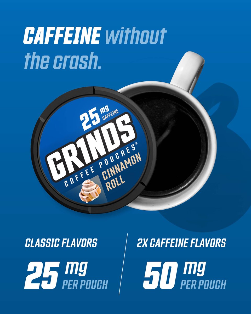 Grinds Kaffeebeutel 18 pro Dose | Neuer 3er-Dosen Probierpaket | Karamell, New Orleans, Zimtschnecke | Koffeinbeutel | Tragbare Energie | Kein Crash, kein Zittern | B-Vitamine | Konzentration | Zuckerfrei