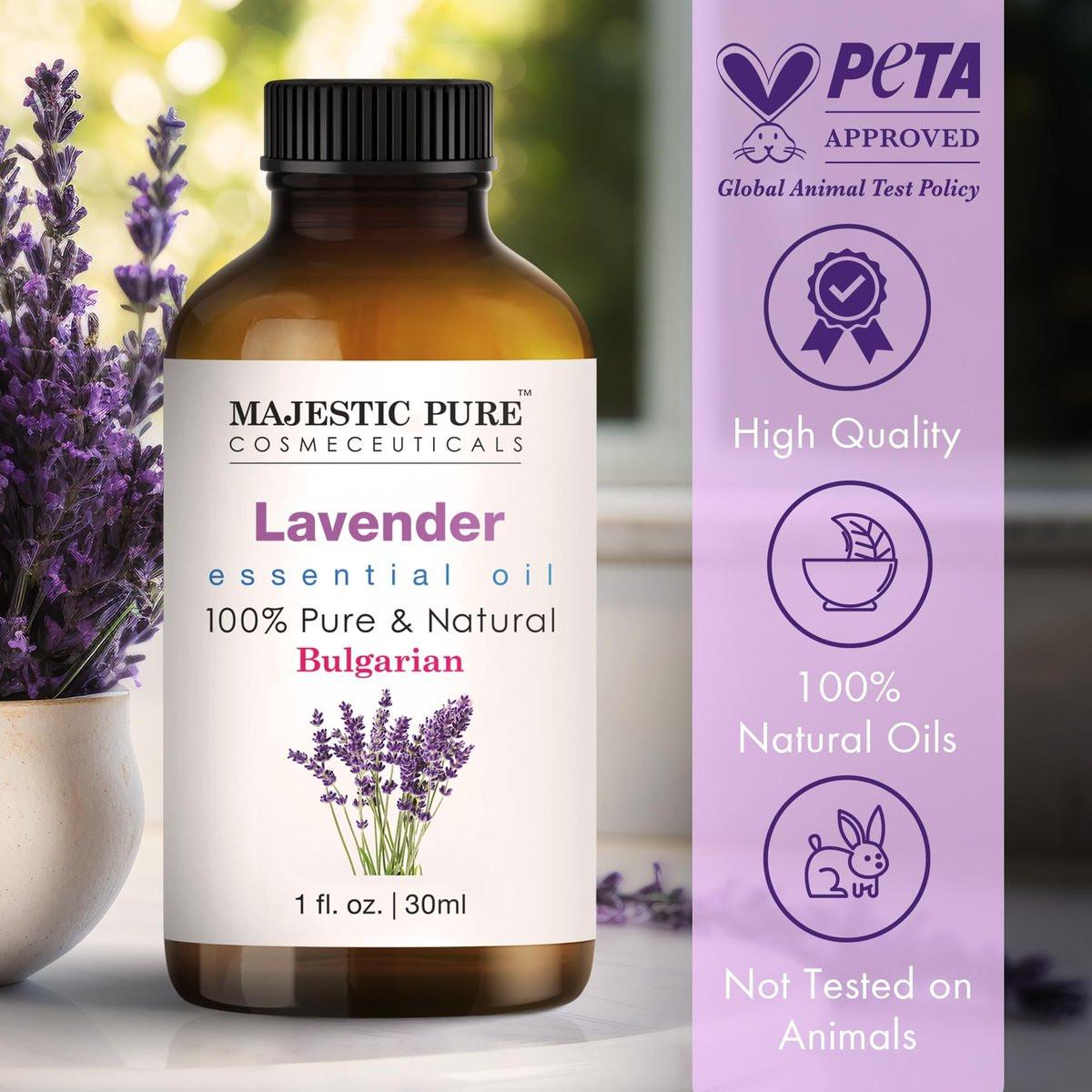 Majestic Pure Lavendelöl 100% rein & natürlich – 30 ml mit Glas-Dropper – ideal für Diffuser, Aromatherapie, Seifen- und Kerzenherstellung