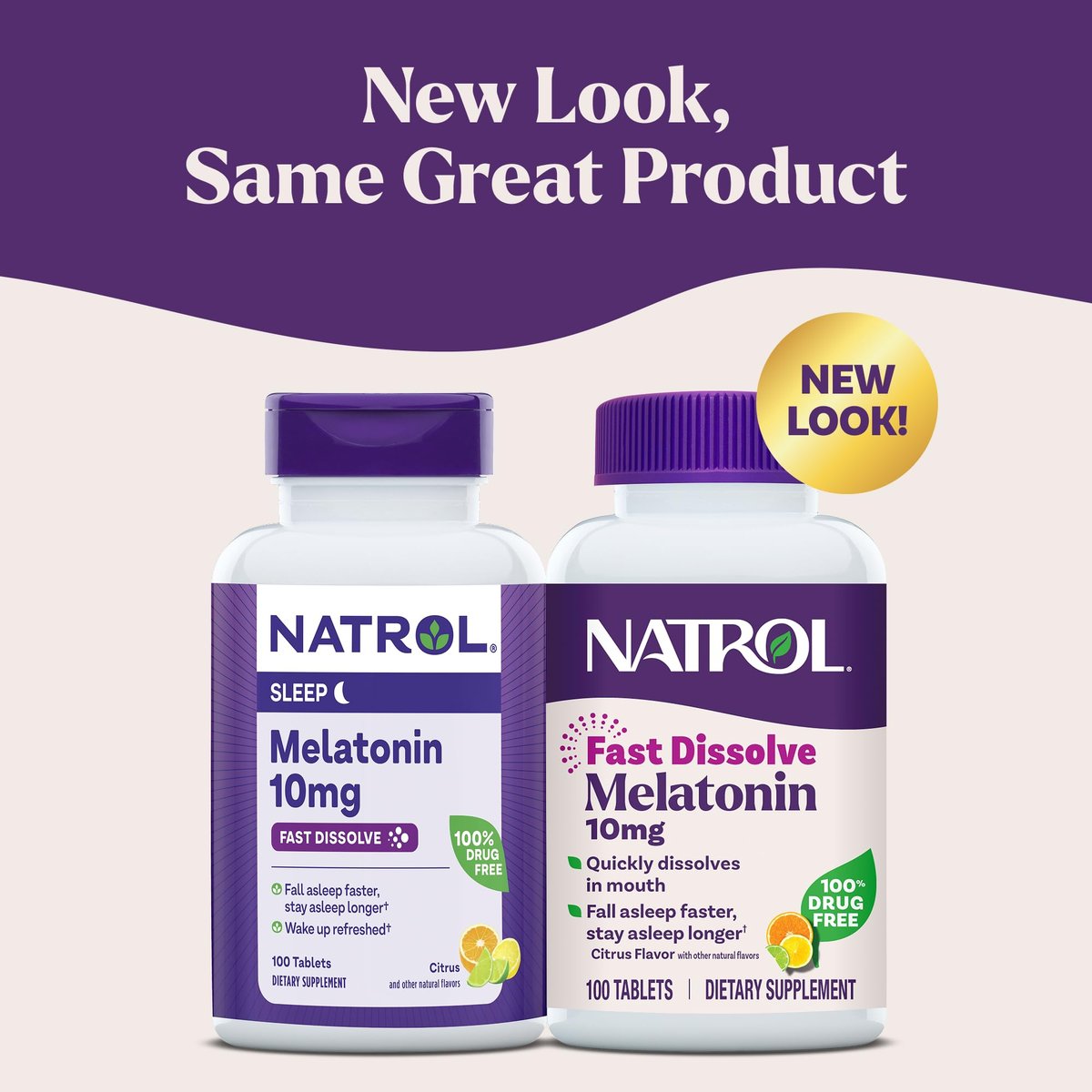 Natrol Melatonin 10mg Schnellschmelztabletten – Zitrusgeschmack, 100 Stück, Schlafunterstützung für Erwachsene, 100-Tage-Vorrat