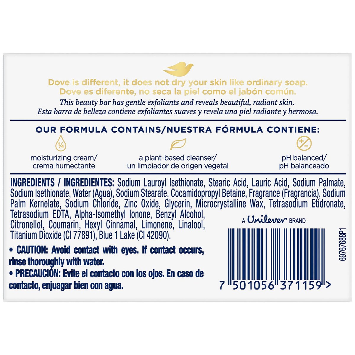 Dove Seifenpack, Sanftes Peeling Beauty Bar 8er-Pack – 3-in-1 Feuchtigkeitsspendende Gesichts-, Körper- & Handseife, 4,75 Oz pro Stück