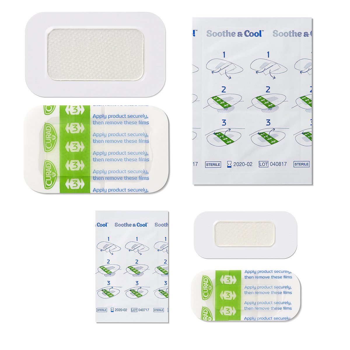 Curad Soothe & Cool Kühlende Brandwundenpflaster, sofortige Kühlung, verschiedene Größen, 8 Stück