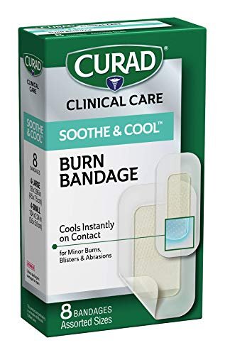 Curad Soothe & Cool Kühlende Brandwundenpflaster, sofortige Kühlung, verschiedene Größen, 8 Stück