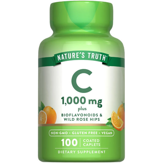 Nature's Truth Vitamin C mit Bioflavonoiden & Hagebutte | 1000 mg | 100 Kapseln | Vegan, Nicht-GVO & Glutenfrei