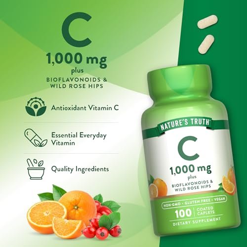 Nature's Truth Vitamin C mit Bioflavonoiden & Hagebutte | 1000 mg | 100 Kapseln | Vegan, Nicht-GVO & Glutenfrei