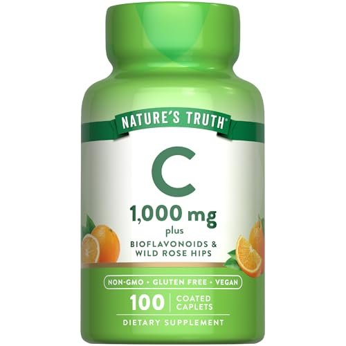 Nature's Truth Vitamin C mit Bioflavonoiden & Hagebutte | 1000 mg | 100 Kapseln | Vegan, Nicht-GVO & Glutenfrei