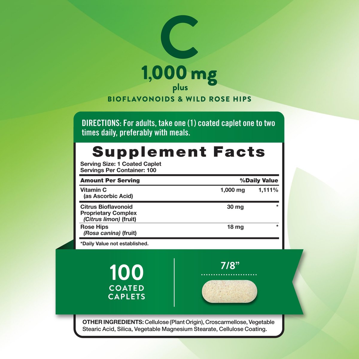 Nature's Truth Vitamin C mit Bioflavonoiden & Hagebutte | 1000 mg | 100 Kapseln | Vegan, Nicht-GVO & Glutenfrei