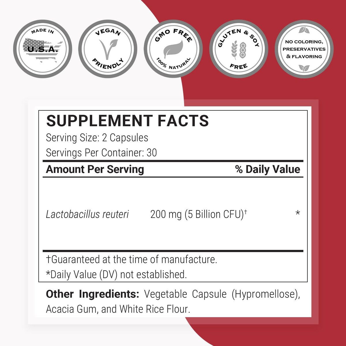 Supersmart Lactobacillus Reuteri 5 Milliarden KBE pro Tag Probiotikum – 60 Kapseln, Nicht-GVO & Glutenfrei
