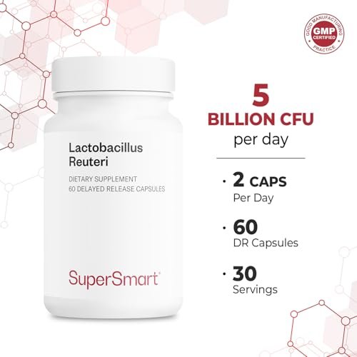 Supersmart Lactobacillus Reuteri 5 Milliarden KBE pro Tag Probiotikum – 60 Kapseln, Nicht-GVO & Glutenfrei