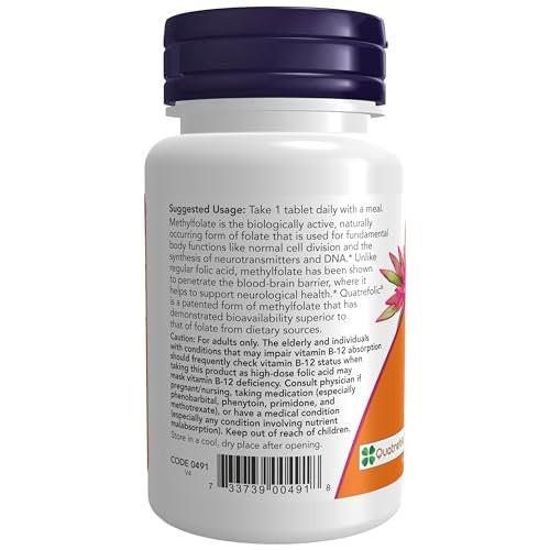 NOW Foods Methylfolat 1.000 mcg – 90 Tabletten, bioaktives Folat (Vitamin B9)