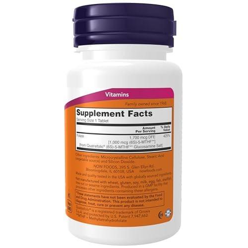 NOW Foods Methylfolat 1.000 mcg – 90 Tabletten, bioaktives Folat (Vitamin B9)
