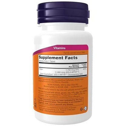NOW Foods Methylfolat 1.000 mcg – 90 Tabletten, bioaktives Folat (Vitamin B9)