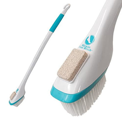 Miracle Fußbürste 30 cm mit Bimsstein und Duschgriff – Nass/Trocken, ideal für Senioren, Schwangere, Behinderte oder nach Operationen