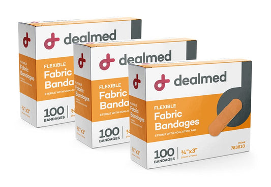 Dealmed Stoff-Pflaster mit Wundauflage – 100 Stück (3er-Pack) – Latexfrei, für Erste-Hilfe-Set, 3 x 0,75 Zoll