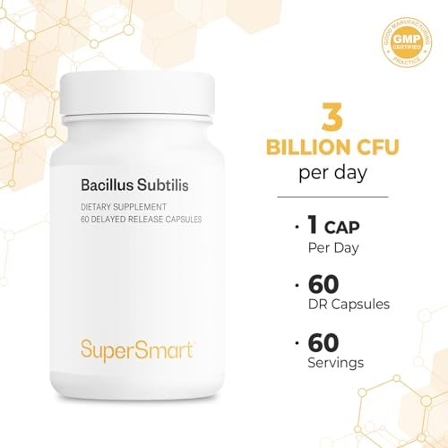 Supersmart Bacillus Subtilis 3 Milliarden KBE pro Tag – Hochwirksames Sporenprobiotikum, 60 DR-Kapseln