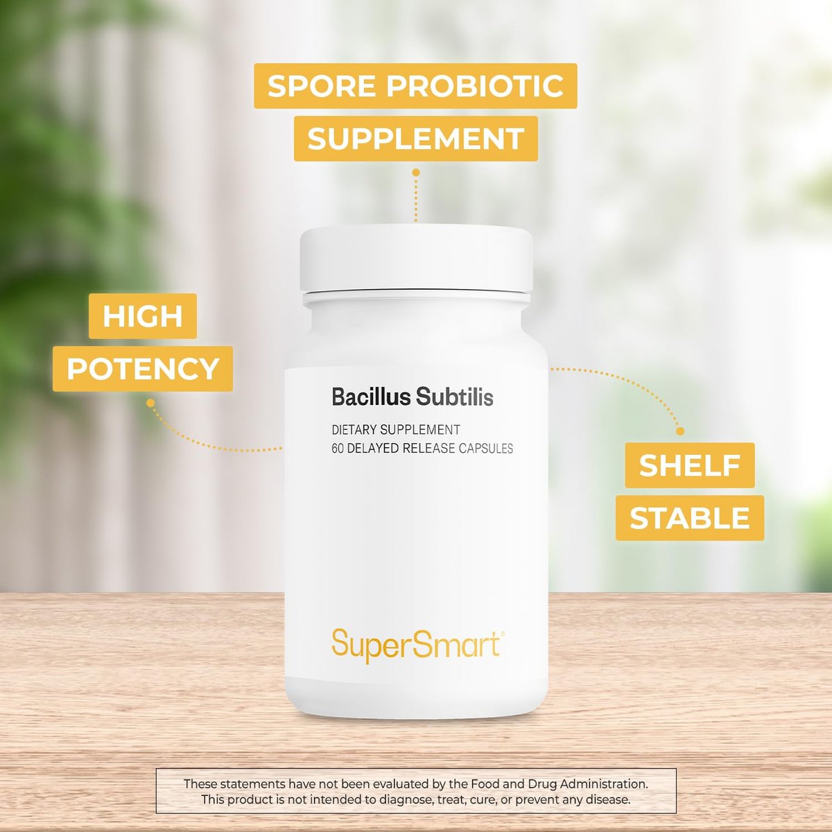 Supersmart Bacillus Subtilis 3 Milliarden KBE pro Tag – Hochwirksames Sporenprobiotikum, 60 DR-Kapseln