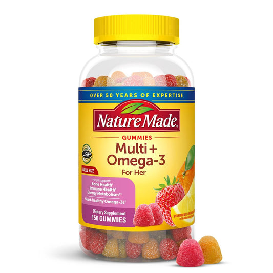 Nature Made Frauen Multivitamin Gummis mit Omega-3 – Tägliche Nährstoffversorgung, 150 Gummis, 75-Tage-Vorrat
