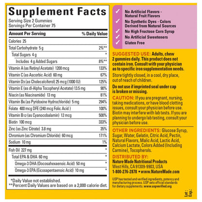 Nature Made Frauen Multivitamin Gummis mit Omega-3 – Tägliche Nährstoffversorgung, 150 Gummis, 75-Tage-Vorrat