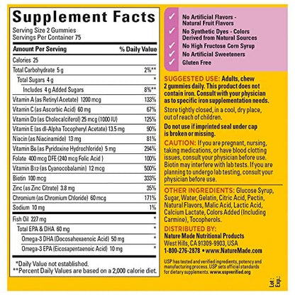 Nature Made Frauen Multivitamin Gummis mit Omega-3 – Tägliche Nährstoffversorgung, 150 Gummis, 75-Tage-Vorrat