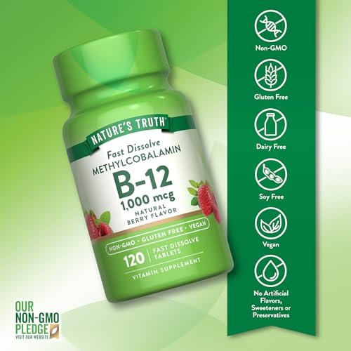Nature's Truth B12 Vitamin Sublingual Tabletten | 1000 mcg | 120 Stück | Vegan, Non-GMO & Glutenfrei