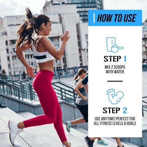 EVL BCAAs Aminosäuren Pulver – BCAA Energy Pre-Workout Pulver für Muskelregeneration, schlanken Muskelaufbau und Ausdauer – Erfrischendes Post-Workout Getränk mit natürlichem Koffein – Blue Raz
