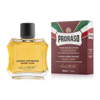 Proraso After Shave Lotion – Sandelholzöl & Sheabutter – Feuchtigkeitsspendende & pflegende Aftershave-Lotion für grobe Bärte oder harte Haut – Premium italienische Rasierpflege für Männer – 100 ml