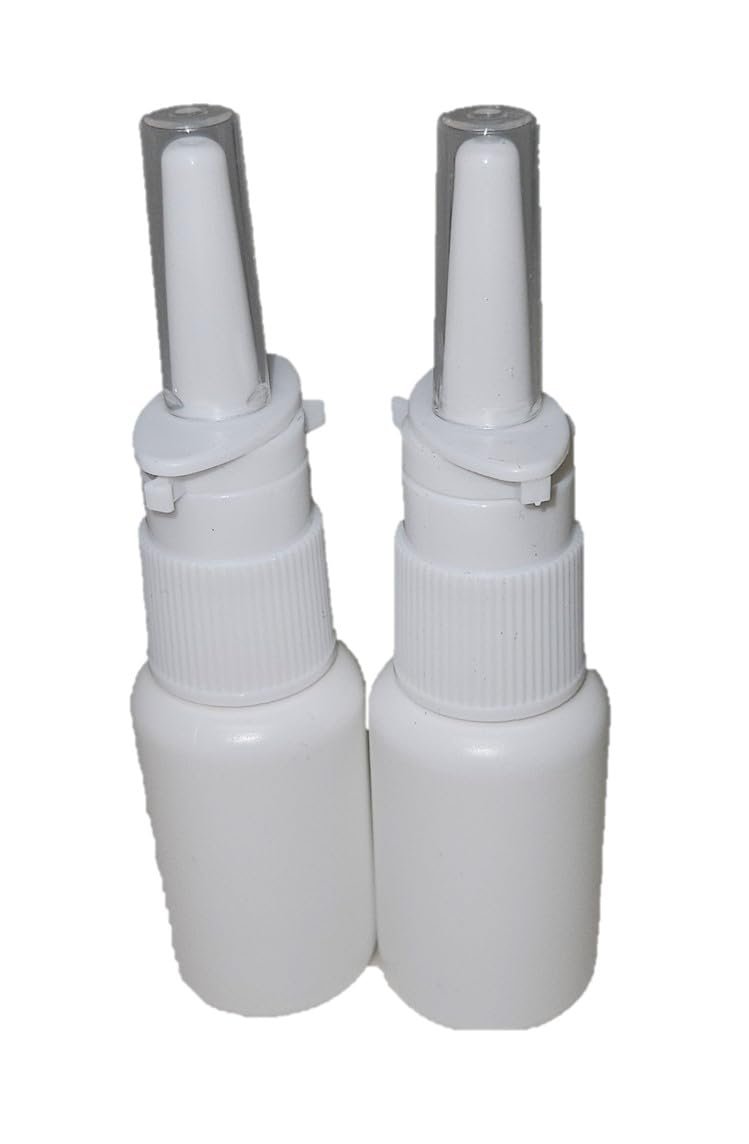 Snoot! 2er-Pack 30ml (1 oz) Nasensprayflasche Sprühnebelzerstäuber - Leere nachfüllbare weiße Kunststoff-Sprühflaschen - Wiederverwendbarer Zerstäuber für Nasenspülung & andere Medikamente