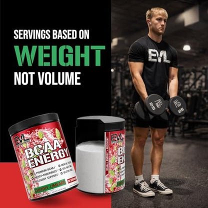 EVL BCAAs Aminosäuren Pulver – BCAA Energie Pre Workout Pulver für Muskelregeneration, schlanken Muskelaufbau und Ausdauer – Erfrischendes Post Workout Getränk mit natürlichem Koffein – Kirsche Limette