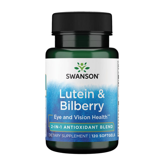 Swanson Standardisiertes Lutein & Heidelbeere – Natürliches Nahrungsergänzungsmittel für die Augengesundheit – Formel zur Reduzierung von Augenbelastung und Ermüdung – (120 Weichkapseln)
