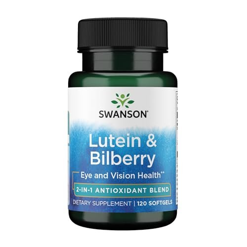 Swanson Standardisiertes Lutein & Heidelbeere – Natürliches Nahrungsergänzungsmittel für die Augengesundheit – Formel zur Reduzierung von Augenbelastung und Ermüdung – (120 Weichkapseln)