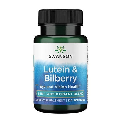 Swanson Standardisiertes Lutein & Heidelbeere – Natürliches Nahrungsergänzungsmittel für die Augengesundheit – Formel zur Reduzierung von Augenbelastung und Ermüdung – (120 Weichkapseln)
