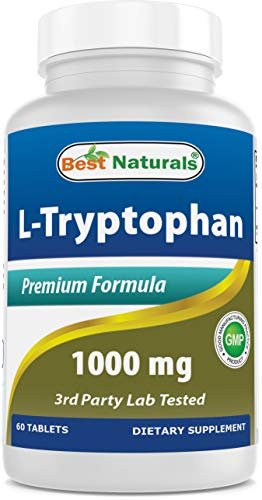 Best Naturals L-Tryptophan 1000 mg – 60 Tabletten – Hochdosiertes Schlaf- und Stimmungs-Supplement