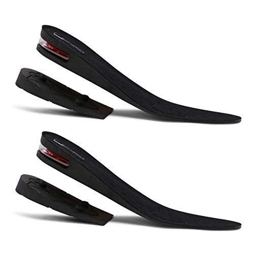 Burlingham's Höhenverstellbare Einlegesohle, Schuherhöhung für Damen und Herren (5 cm) – Gepolsterte Fersenpolster und Fußgewölbestütze – Atmungsaktiv und bequem – Schwarz