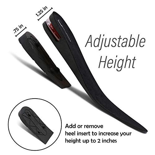 Burlingham's Höhenverstellbare Einlegesohle, Schuherhöhung für Damen und Herren (5 cm) – Gepolsterte Fersenpolster und Fußgewölbestütze – Atmungsaktiv und bequem – Schwarz