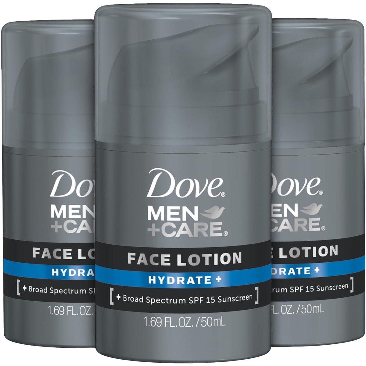 Dove Men+ Care Feuchtigkeitsspendende Gesichtscreme mit LSF 15+ – 3er-Pack – Fortschrittlicher Schutz für trockene Haut, 1,69 oz pro Stück