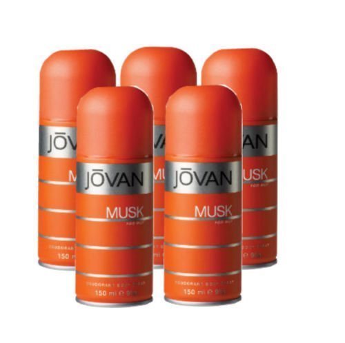 JOVAN MUSK Deodorant Body Spray 5 oz (5er-Pack) – Langanhaltender Frischekick