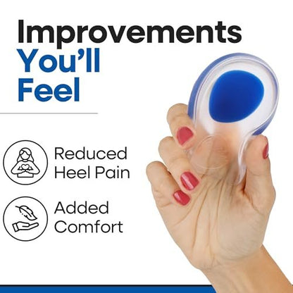Fersenpolster Gel für Schuhe, Plantarfasziitis Fersenkissen zur Schmerzlinderung, Silikonpolster gegen Fersensporn, Schutzsohlen, schmerzende Fersen, Schuheinlagen für Damen & Herren (3 Paar, Größe L)