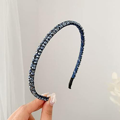 Ruihfas 6er-Pack Kristall-Stirnbänder für Damen – Doppelreihen-Rhinestone-Schmale Haarreifen, Glitzernde Hochzeits- und Party-Haarzubehör, Dünne Skinny-Stirnband-Set