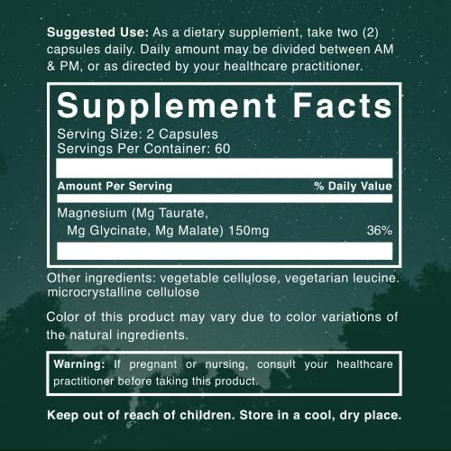 Natural Rhythm Triple Calm Magnesium Komplex – 120 Kapseln, chelatiertes Magnesiumglycinat, -taurat & -malat, hoch bioverfügbar, für Schlaf, Stress, Muskeln & Herz, Nicht-GVO, Vegan