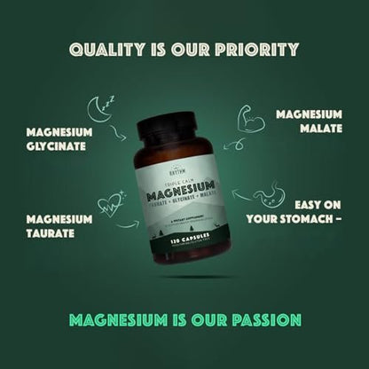 Natural Rhythm Triple Calm Magnesium Komplex – 120 Kapseln, chelatiertes Magnesiumglycinat, -taurat & -malat, hoch bioverfügbar, für Schlaf, Stress, Muskeln & Herz, Nicht-GVO, Vegan