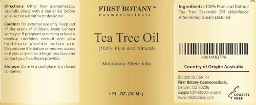 100% reines australisches Teebaumöl von First Botany – 30 ml mit hohem Terpinen-Gehalt zur Bekämpfung von Akne, Nagelproblemen und Schuppen