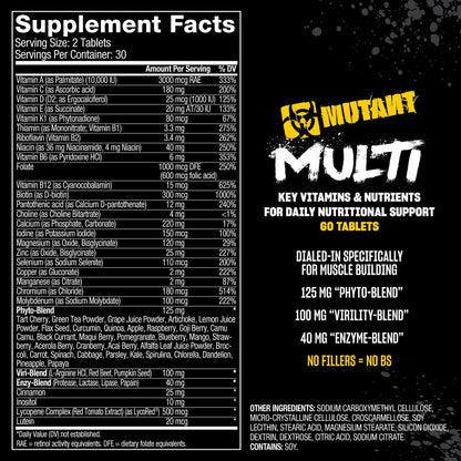 Mutant Multi - Hochwirksame Vitamine mit über 75 Inhaltsstoffen für intensives Krafttraining, 60 Tabletten