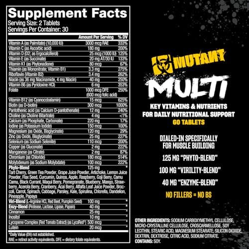 Mutant Multi - Hochwirksame Vitamine mit über 75 Inhaltsstoffen für intensives Krafttraining, 60 Tabletten