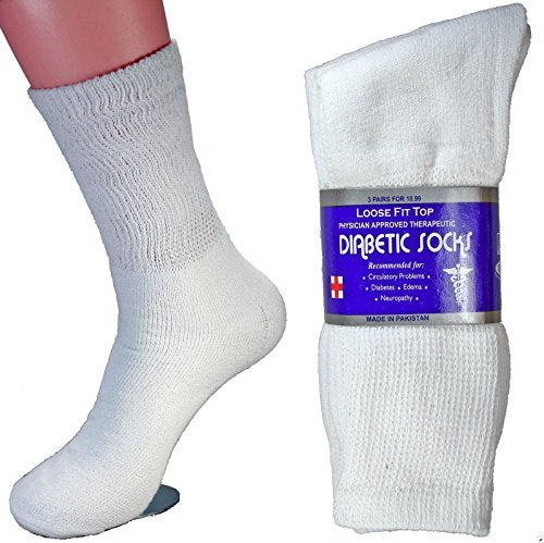 L&M LM 12 Paar Diabetiker-Sportsocken Unisex 9-11, 10-13, 13-15 Schwarz Grau Weiß (10-13, Weiß)