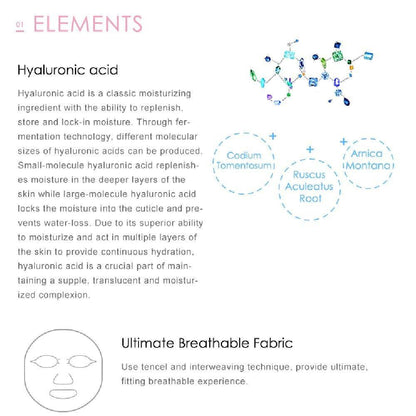 My Beauty Diary – Hyaluronsäure Ultra Feuchtigkeitsspendende Gesichtsmaske, 8er Pack