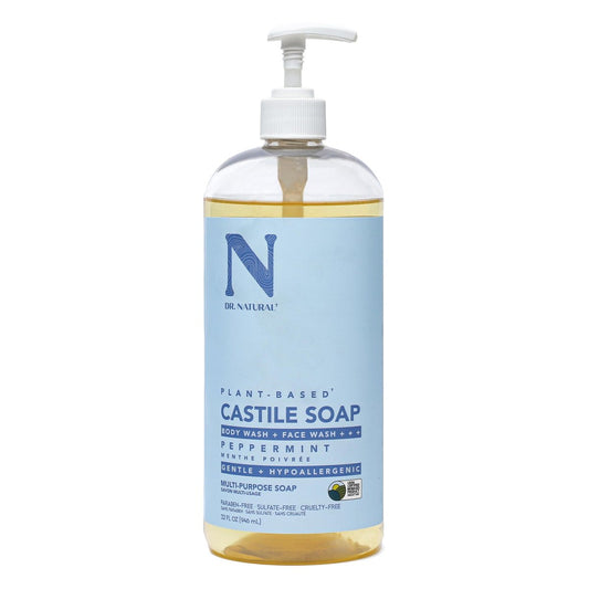 Dr. Natural Castile Flüssigseife, Pfefferminz, 946 ml – pflanzlich mit Bio-Sheabutter – reich an Kokos- und Olivenölen – sulfat- und parabenfrei, tierversuchsfrei – Mehrzweckseife