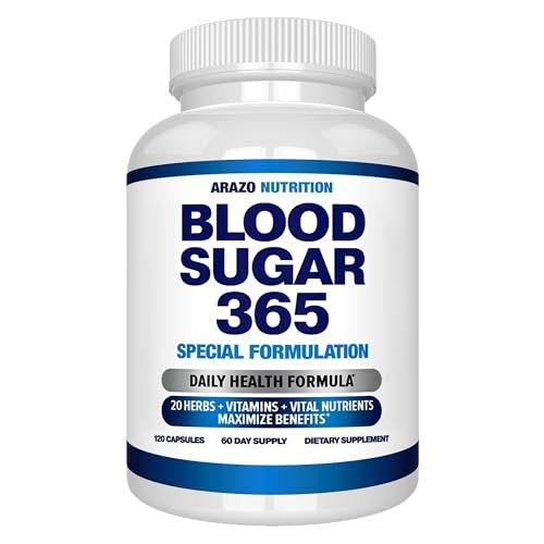 Arazo Nutrition Blood Sugar 365 – Nahrungsergänzungsmittel zur Unterstützung eines gesunden Energiehaushalts – 120 pflanzliche Kapseln – 60-Tage-Vorrat