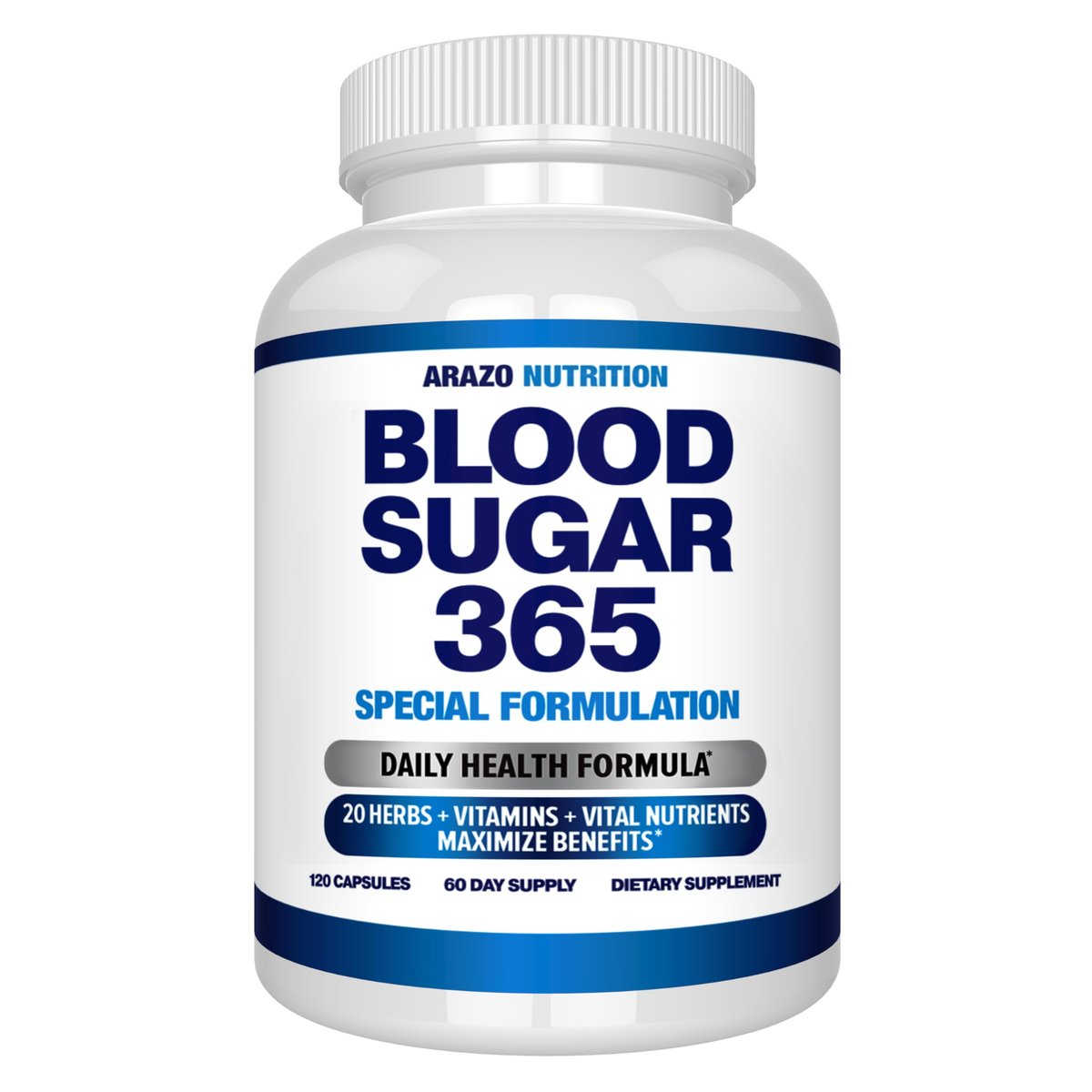 Arazo Nutrition Blood Sugar 365 – Nahrungsergänzungsmittel zur Unterstützung eines gesunden Energiehaushalts – 120 pflanzliche Kapseln – 60-Tage-Vorrat